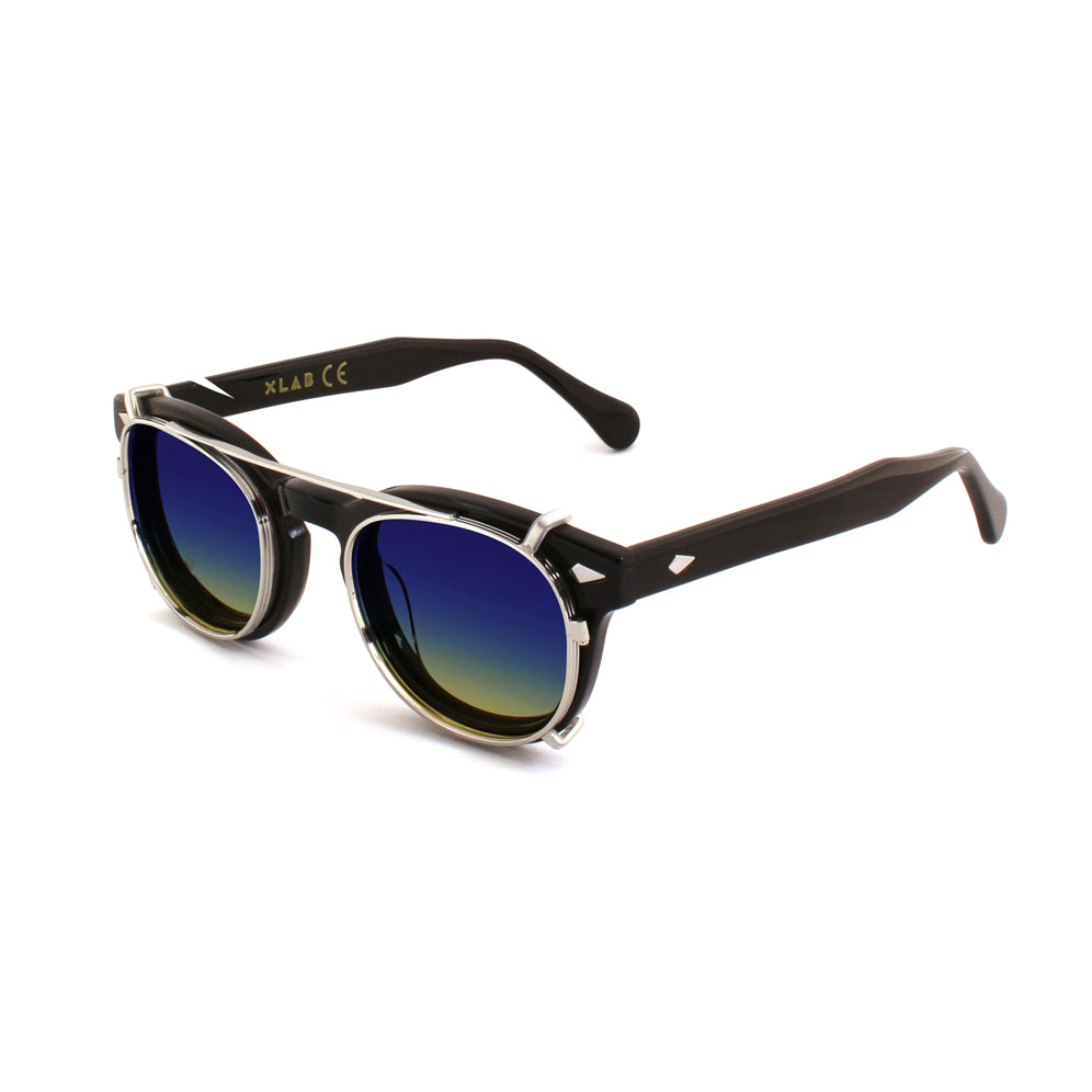 Clip-on 02 Argento/Cobalto giallo polarizzato per 8004 stile moscot calibro 48mm Clip on XLAB 2