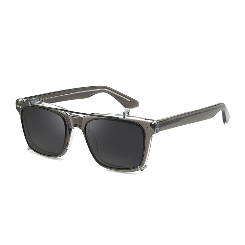 ASR3001 Grigio trasparente lucido + clip on fumo polarizzato Montature da vista EXIT 1