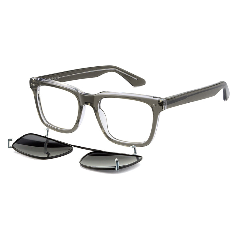 ASR3001 Grigio trasparente lucido + clip on fumo polarizzato Montature da vista EXIT 2