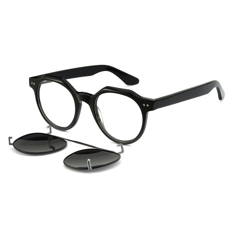 ASR3002 Nero lucido + clip on fumo polarizzato Montature da vista EXIT 1