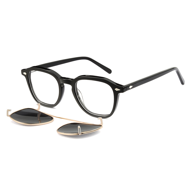 ASR3005 Nero lucido + clip on fumo polarizzato Montature da vista EXIT 1