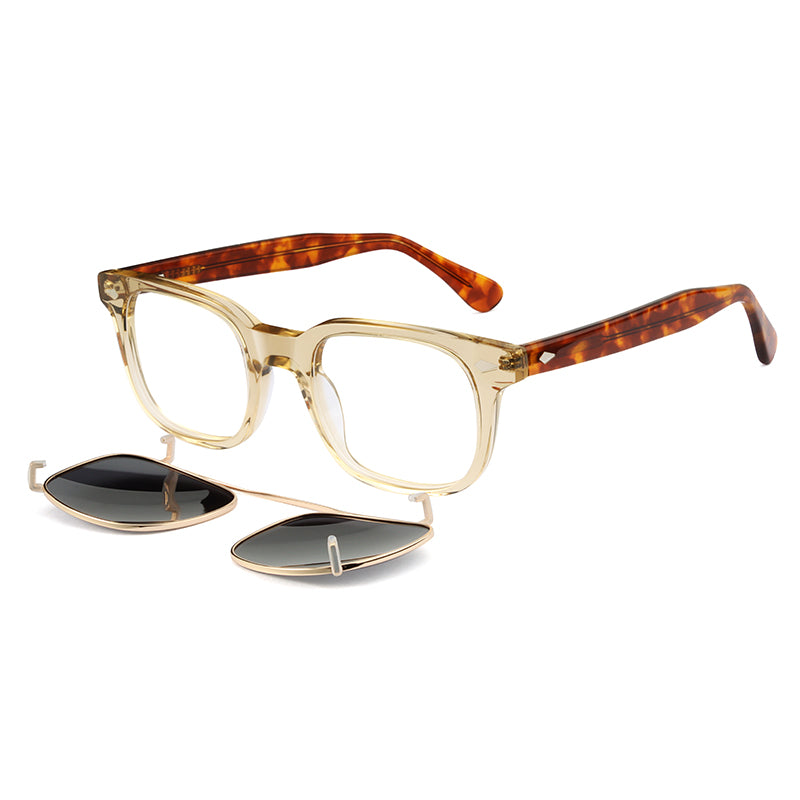 ASR3007 Champagne trasparente - Tartaruga lucido + clip on fumo polarizzato Montature da vista EXIT 1