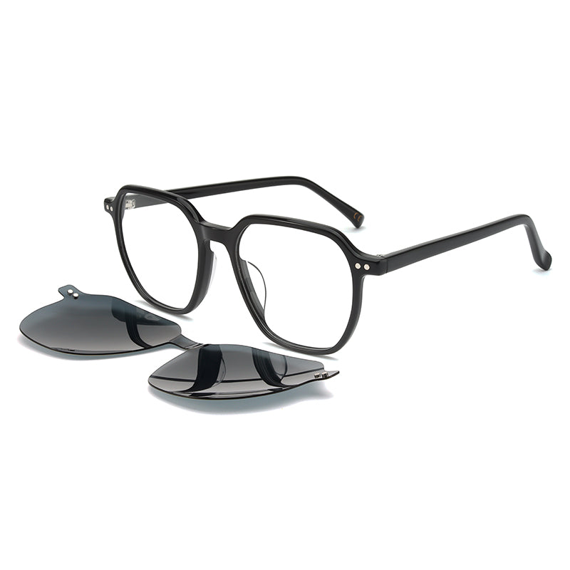 AST6400 Nero lucido + clip on fumo polarizzato Montature da vista EXIT 1