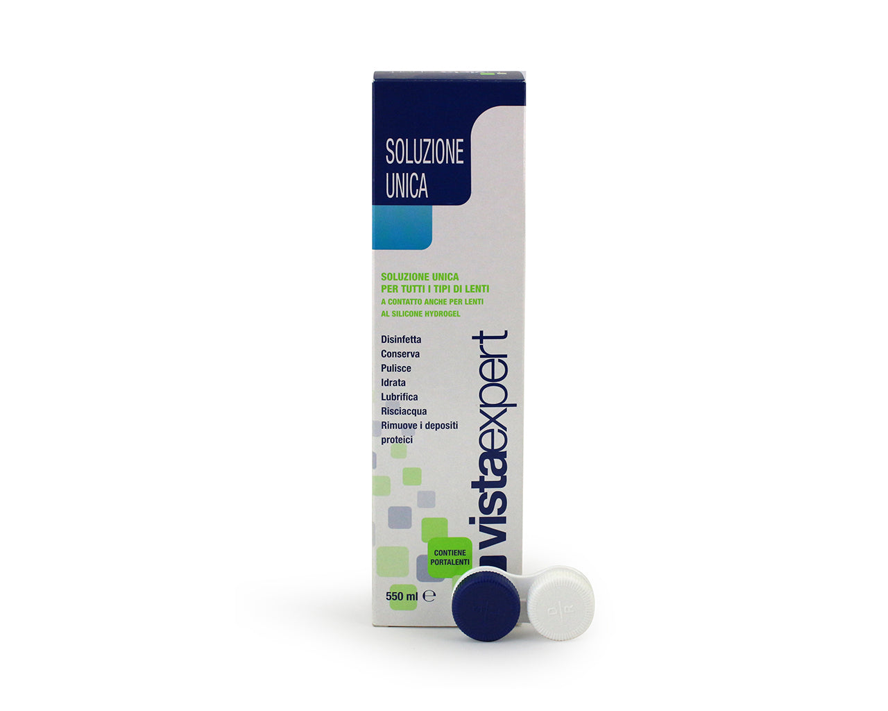 Soluzione Unica 550 ML con contenitore per lenti a contatto Liquidi VistaExpert 1