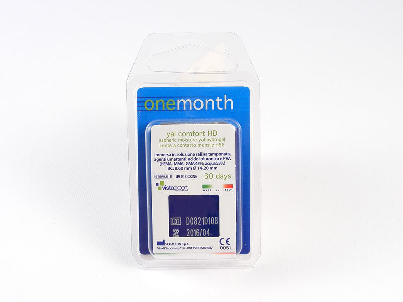 ONE MONTH YAL COMFORT HD ASPHERIC MOISTURE YAL HYDROGEL Raggio Base 8,60 Confezione 1 Pezzo