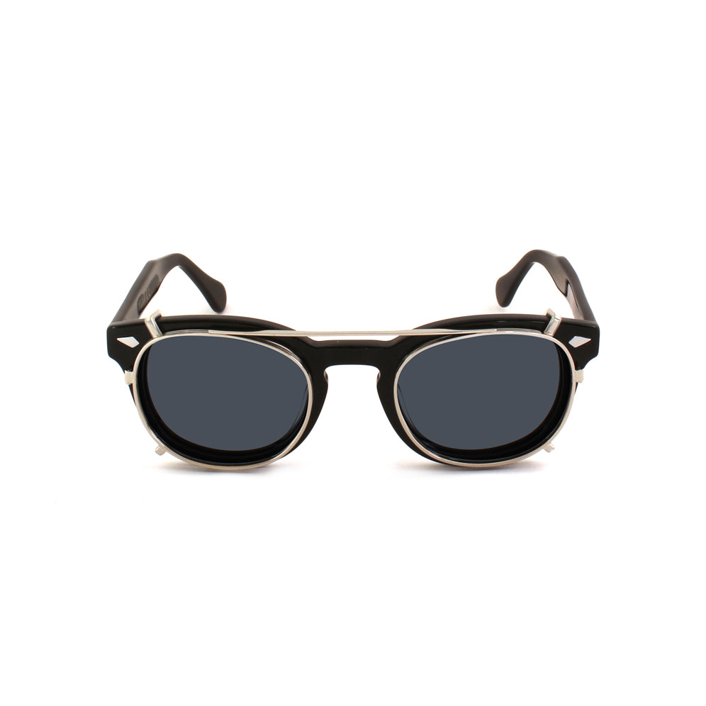 8004 stile moscot CLIP-ON 02 ARGENTO / FUMO POLARIZZATO calibro 48mm