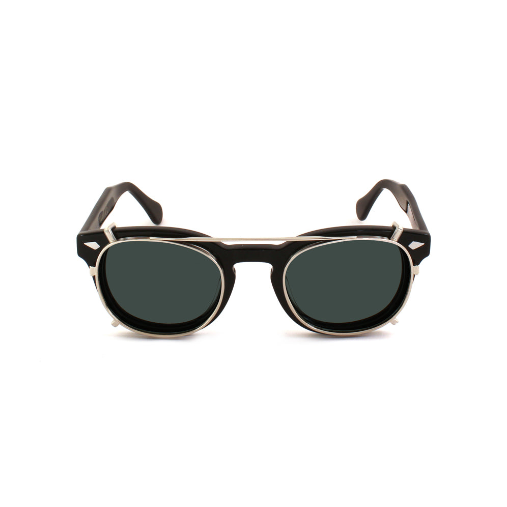 8004 stile moscot CLIP-ON 02 ARGENTO / G15 POLARIZZATO calibro 48mm