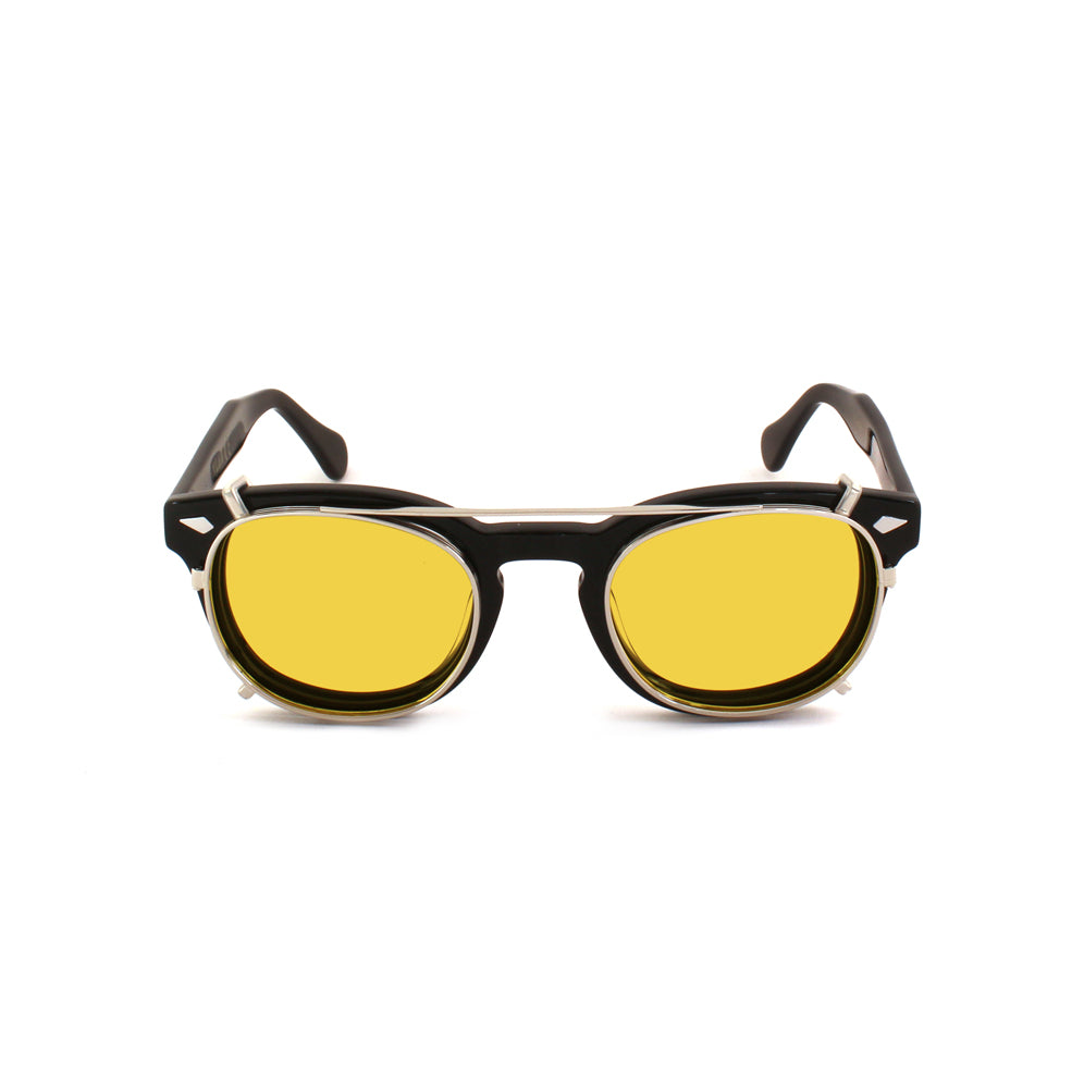 8004 stile moscot CLIP-ON 02 ARGENTO / GIALLO POLARIZZATO calibro 48mm