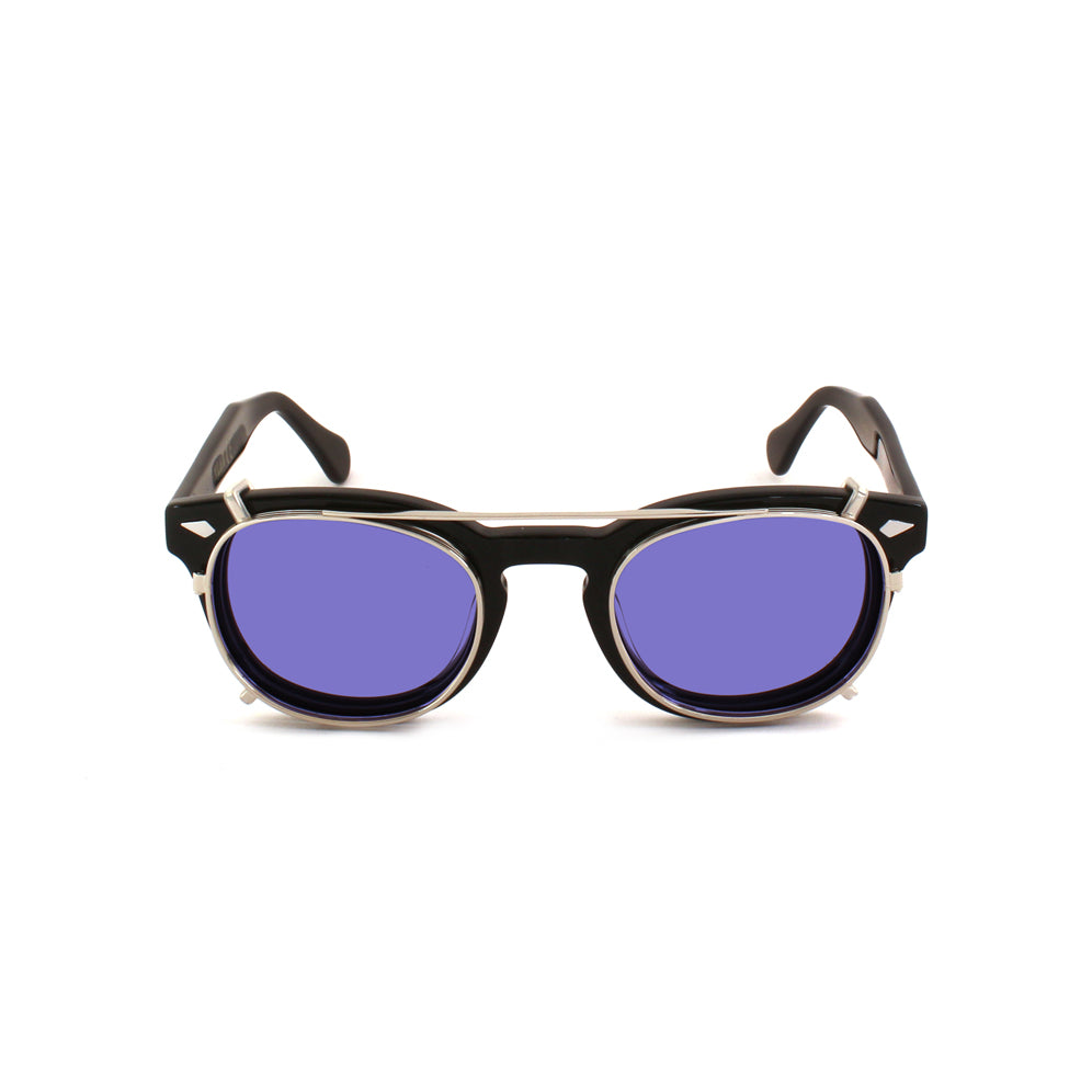 8004 stile moscot CLIP-ON 02 ARGENTO / LILLA POLARIZZATO calibro 48mm