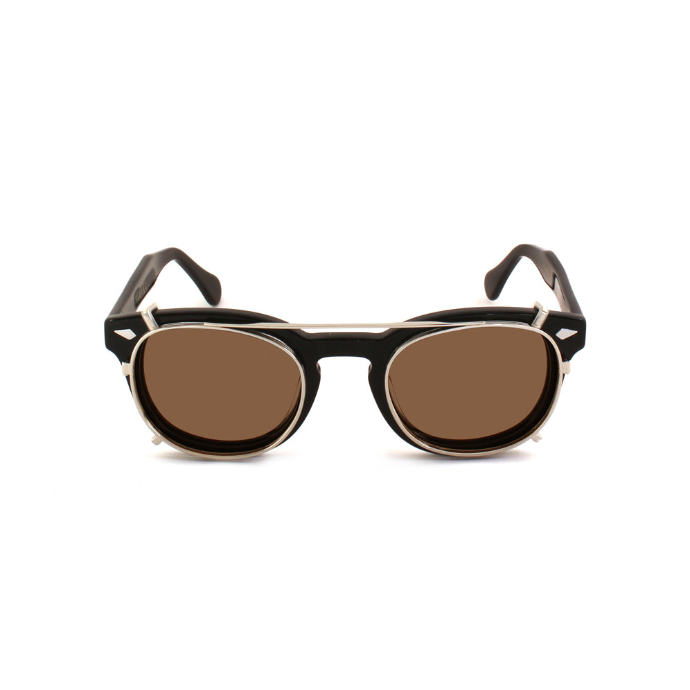 8004 stile moscot CLIP-ON 02 ARGENTO / MARRONE POLARIZZATO calibro 48mm