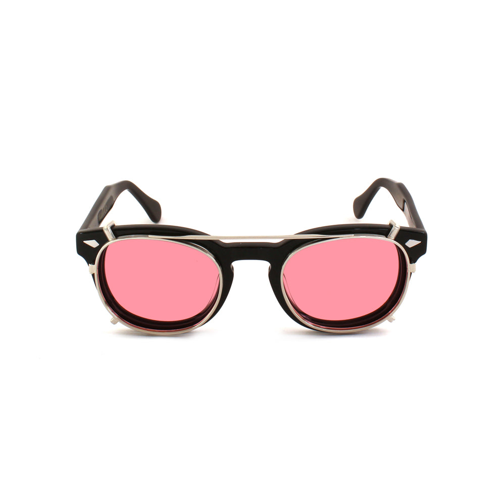 8004 stile moscot CLIP-ON 02 ARGENTO / ROSA POLARIZZATO calibro 48mm