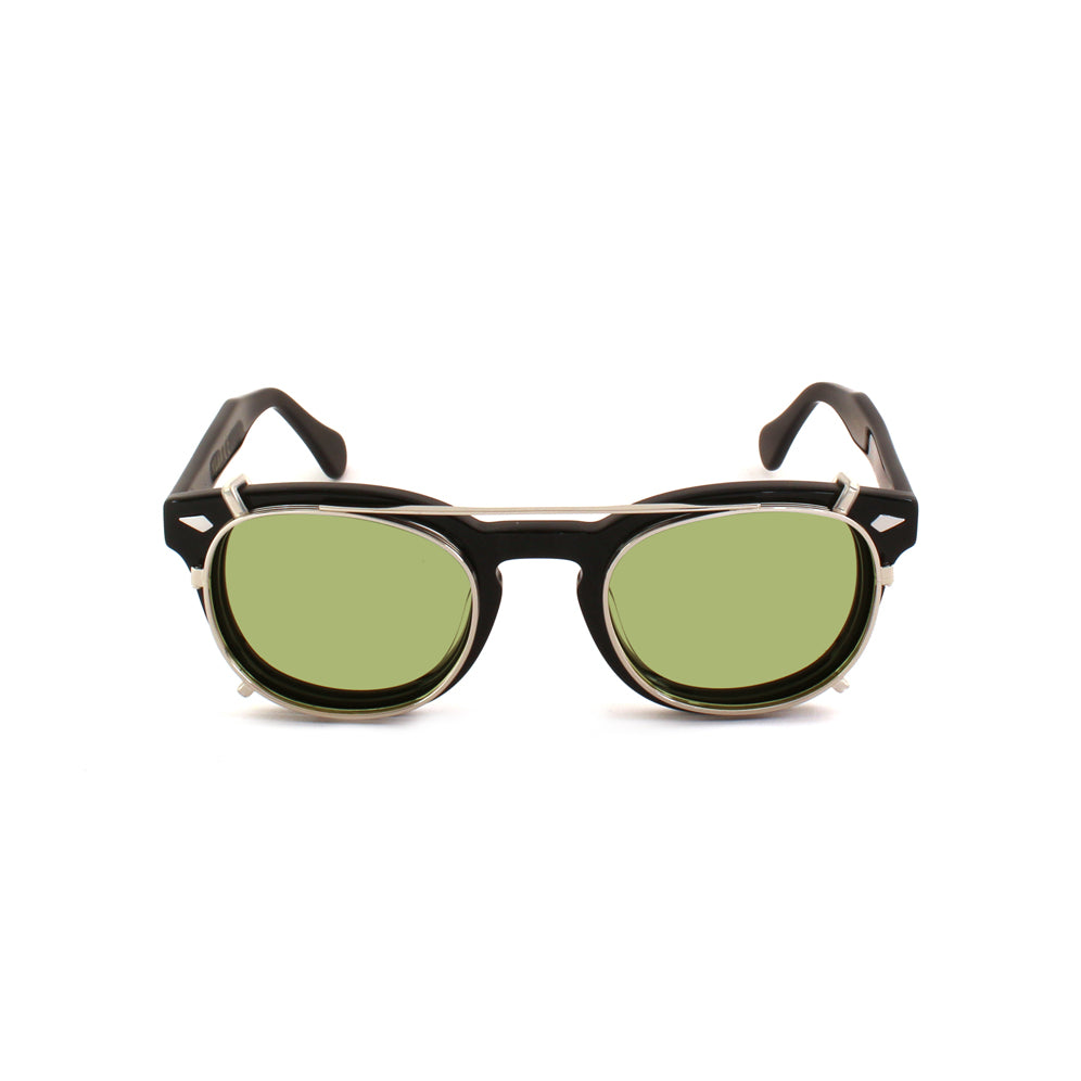 8004 stile moscot CLIP-ON 02 ARGENTO / VERDE POLARIZZATO calibro 48mm