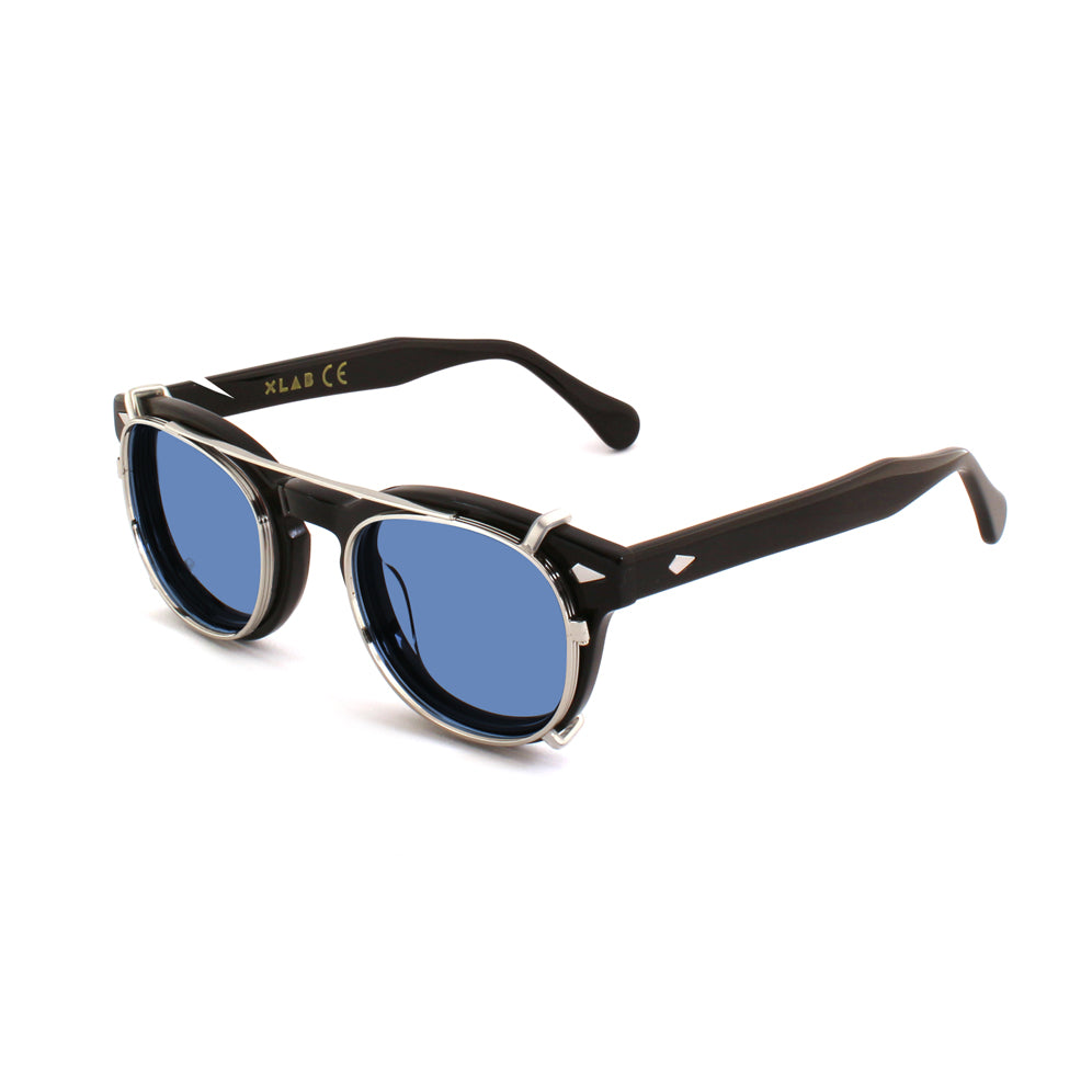 8004 stile moscot CLIP-ON 02 ARGENTO / AZZURRO POLARIZZATO calibro 48mm