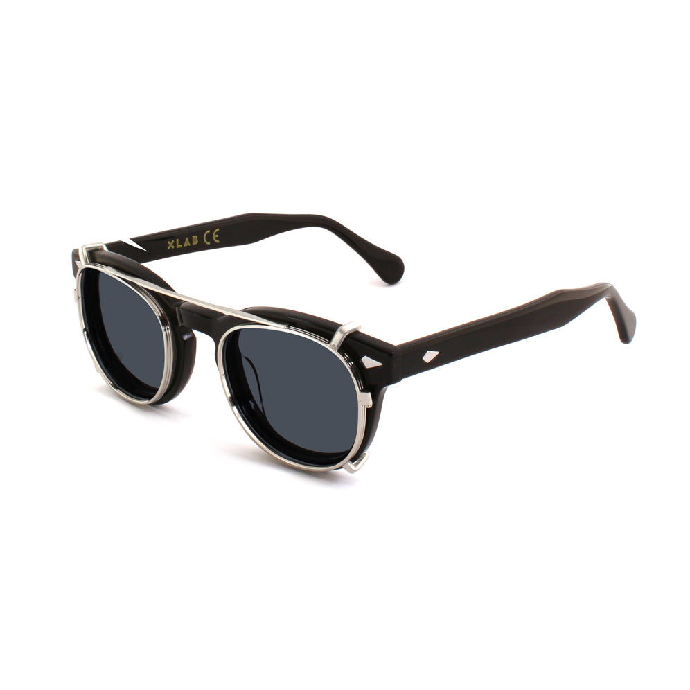 Clip-on 02 Silver/gepolariseerde rook voor 8004 Moscot-stijl 48 mm Moscot