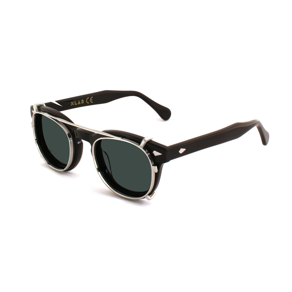 8004 stile moscot CLIP-ON 02 ARGENTO / G15 POLARIZZATO calibro 48mm