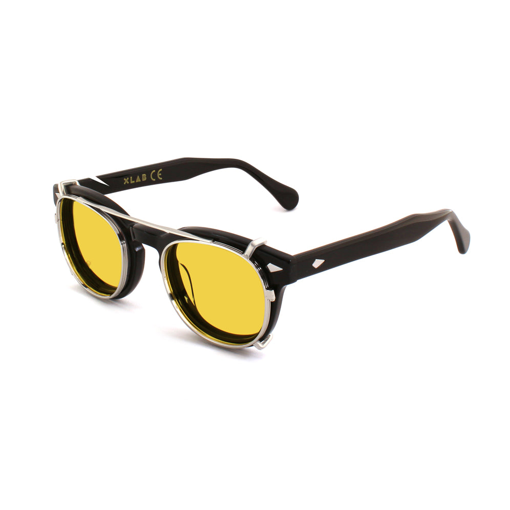 8004 stile moscot CLIP-ON 02 ARGENTO / GIALLO POLARIZZATO calibro 48mm