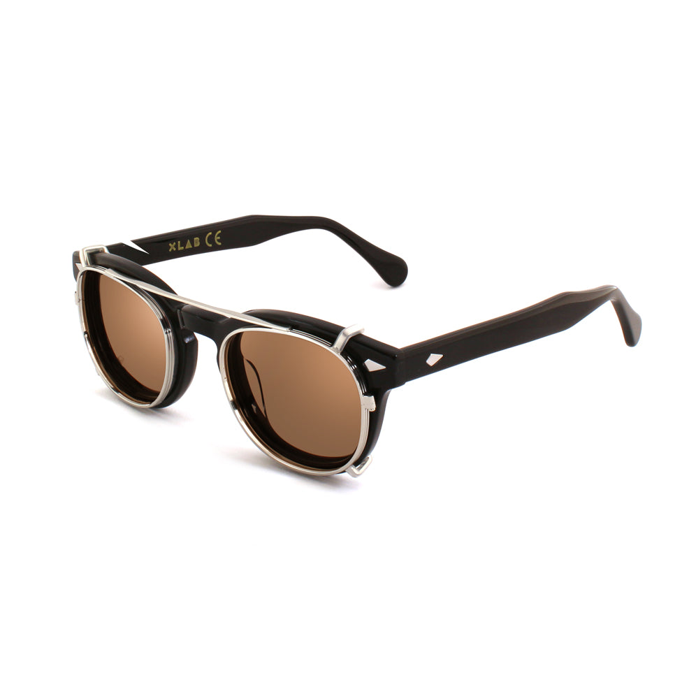 Clip-on 02 Silver/Photocromatic Marrone voor 8004 Moscot-stijl 48 mm Moscot