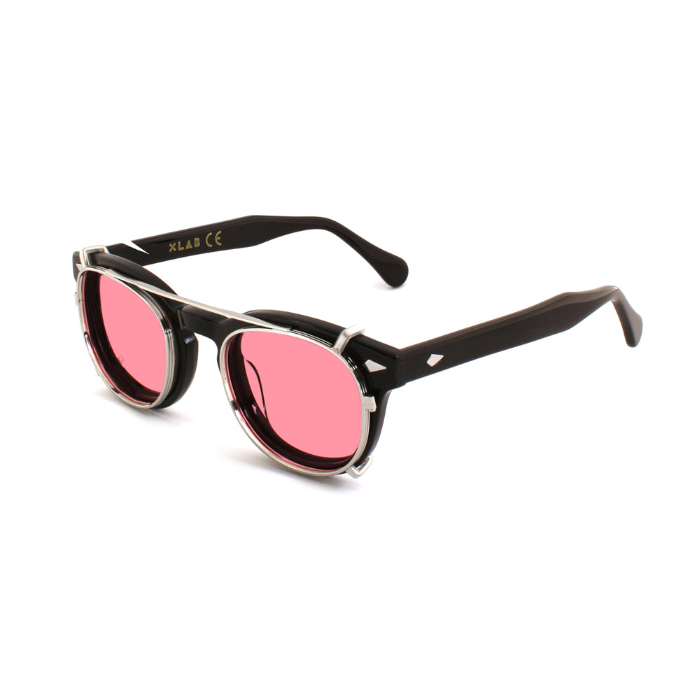 8004 stile moscot CLIP-ON 02 ARGENTO / ROSA POLARIZZATO calibro 48mm