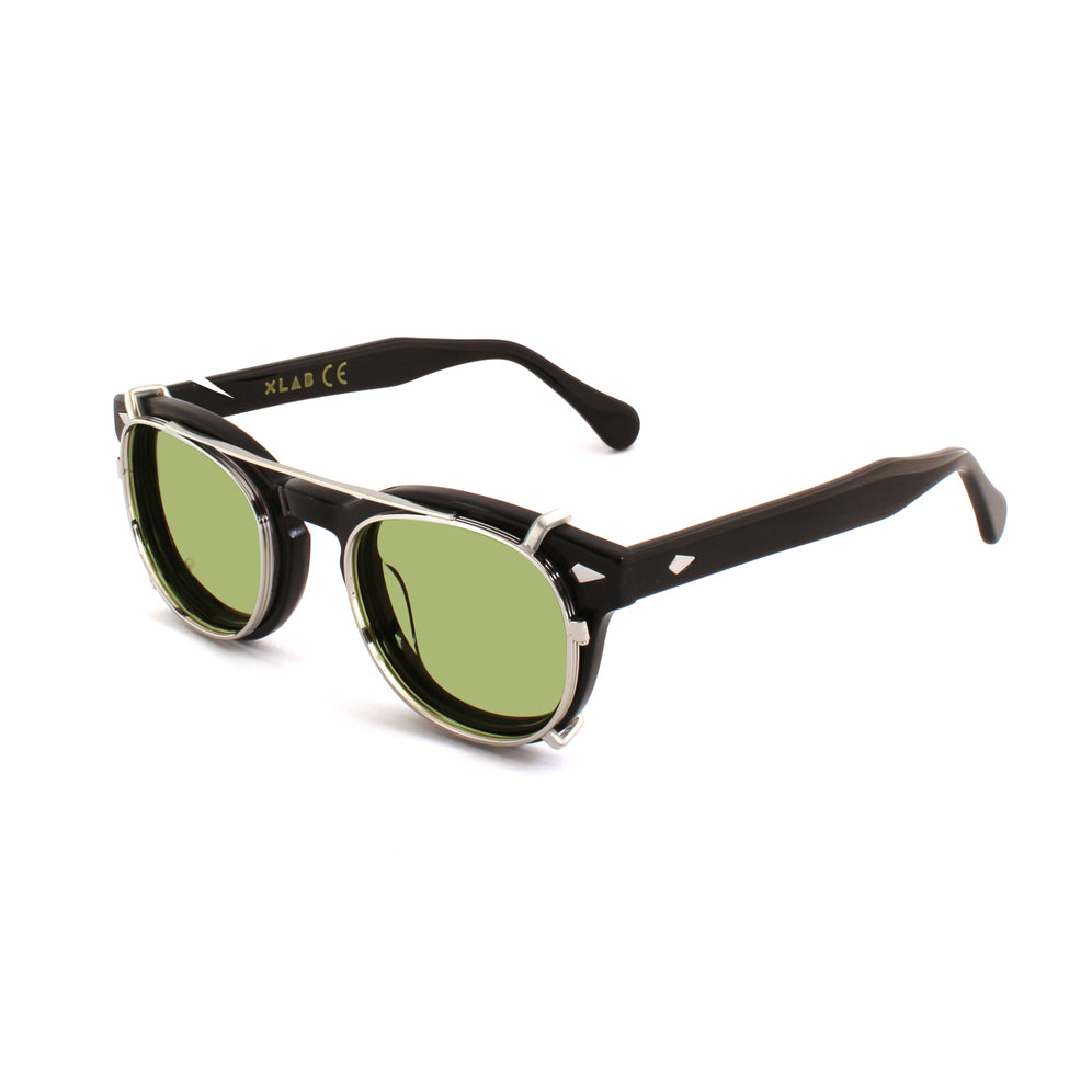 8004 stile moscot CLIP-ON 02 ARGENTO / VERDE POLARIZZATO calibro 48mm