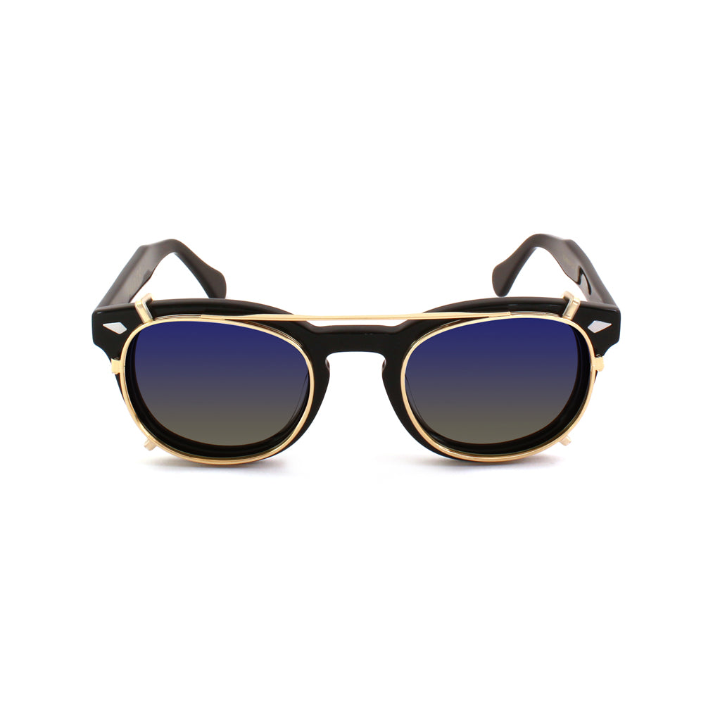 8004 stile moscot CLIP-ON 01 ORO / COBALTO FUMO POLARIZZATO calibro 48mm