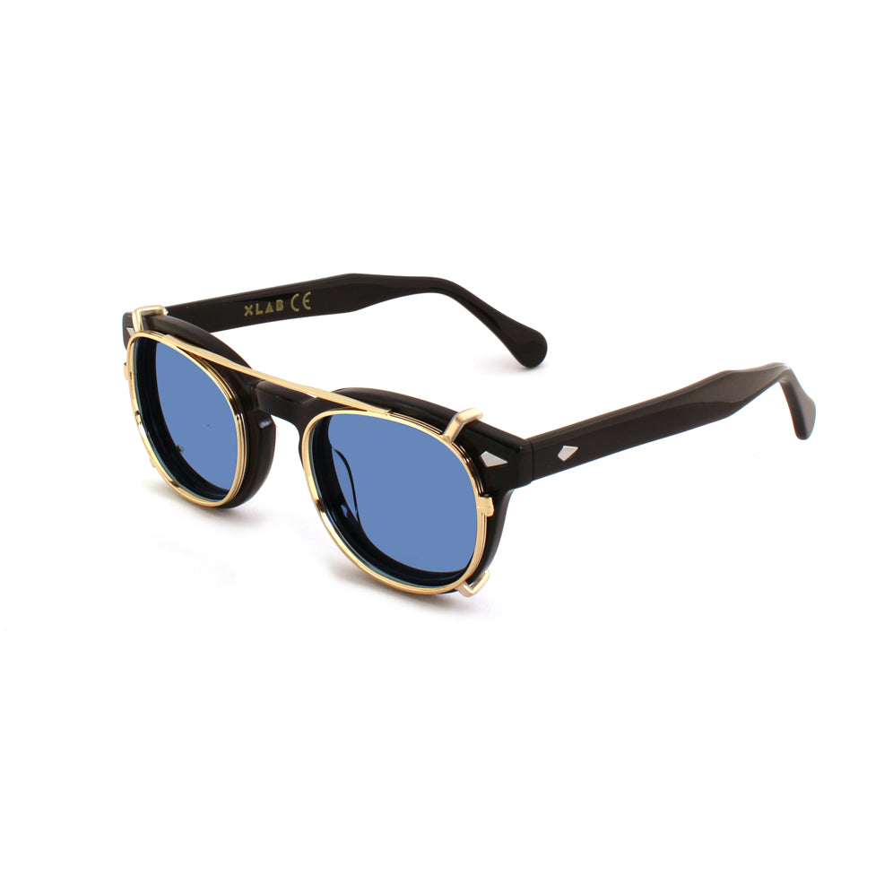 8004 stile moscot CLIP-ON 01 ORO / AZZURRO POLARIZZATO calibro 48mm