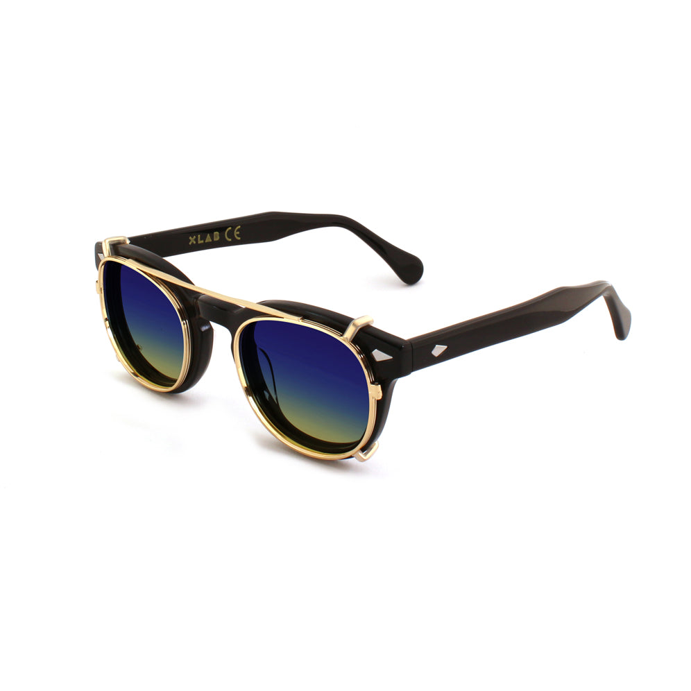 8004 stile moscot CLIP-ON 01 ORO / COBALTO GIALLO POLARIZZATO calibro 48mm