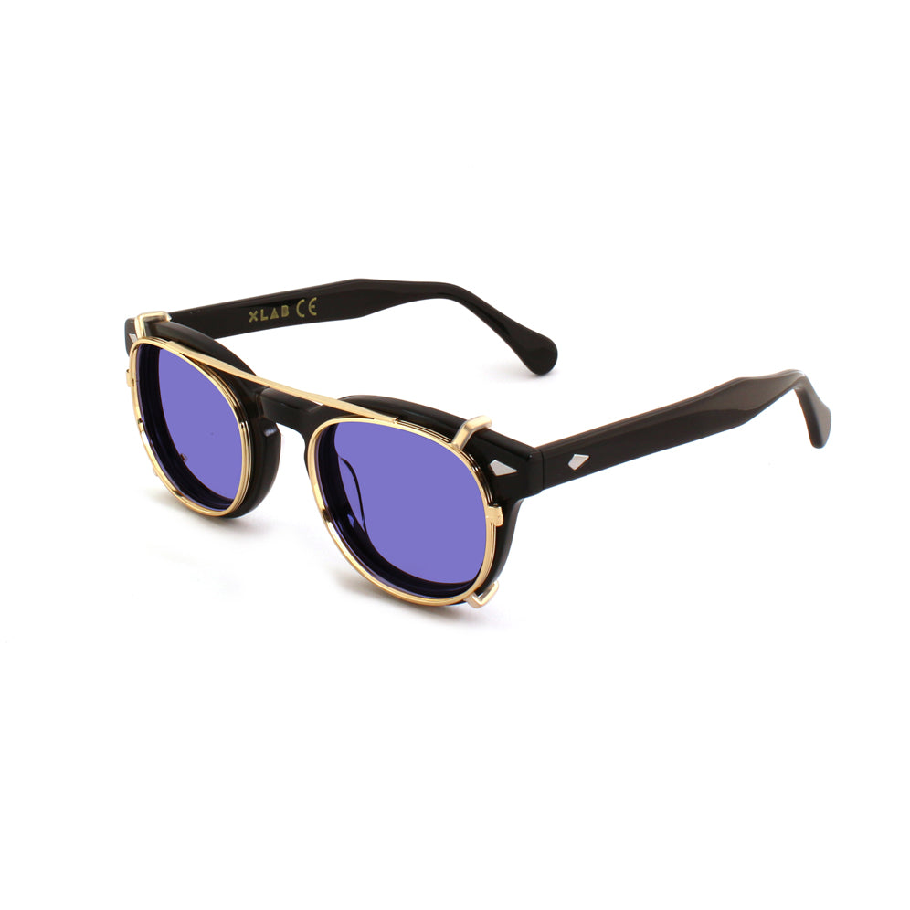 8004 stile moscot CLIP-ON 01 ORO / LILLA POLARIZZATO calibro 48mm