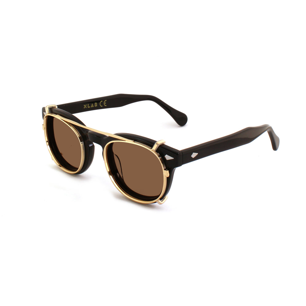 8004 stile moscot CLIP-ON 01 ORO / MARRONE POLARIZZATO calibro 48mm