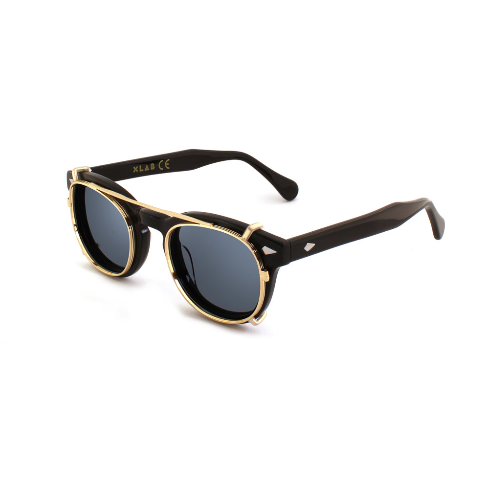 Clip-on 01 Goud/fotochromatisch grijs voor 8004 Moscot-stijl 48 mm Moscot