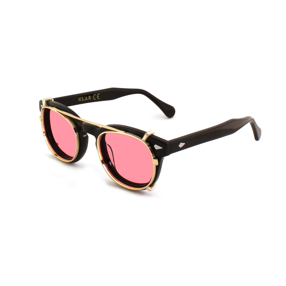 8004 stile moscot CLIP-ON 01 ORO / ROSA POLARIZZATO calibro 48mm