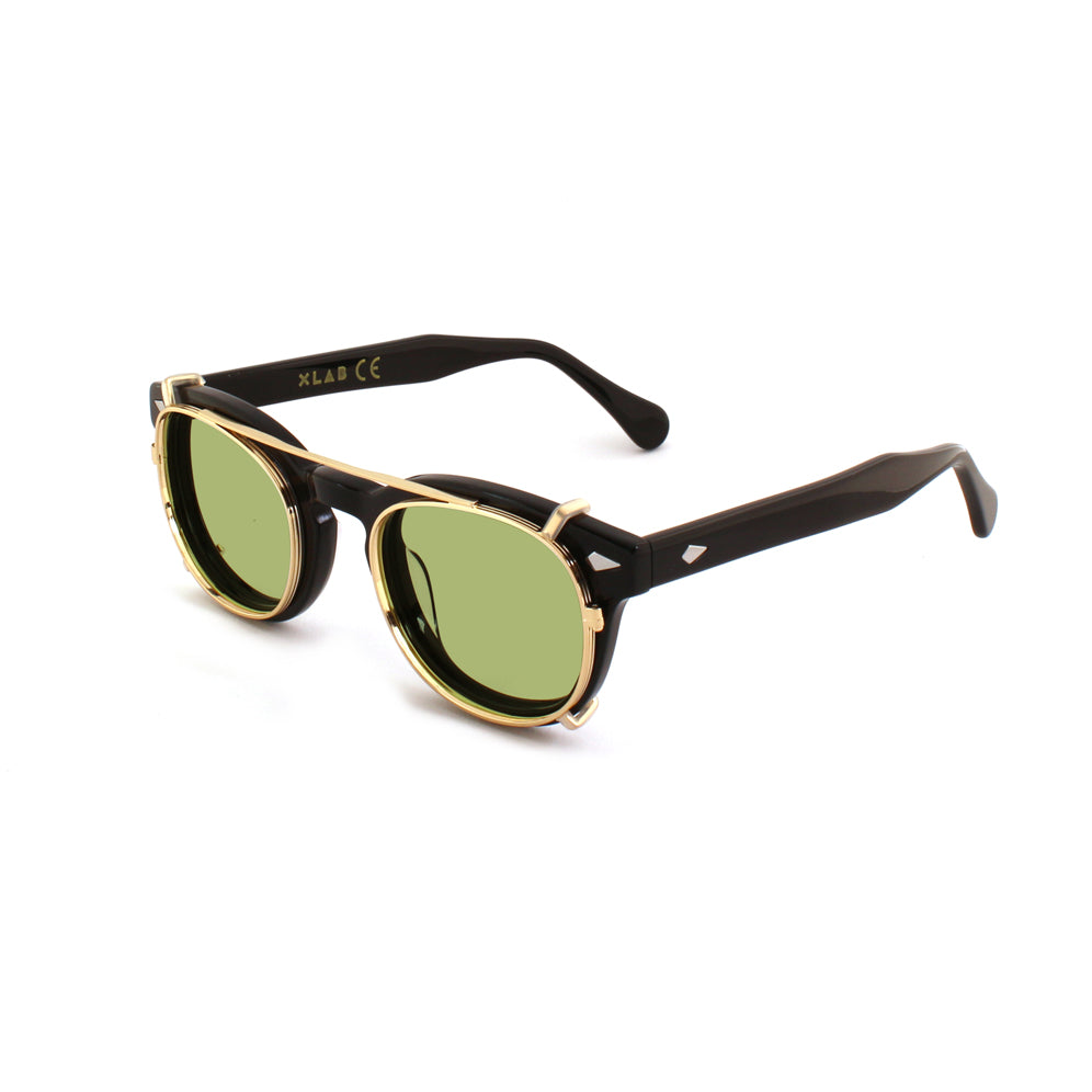 8004 stile moscot CLIP-ON 01 ORO / VERDE POLARIZZATO calibro 48mm