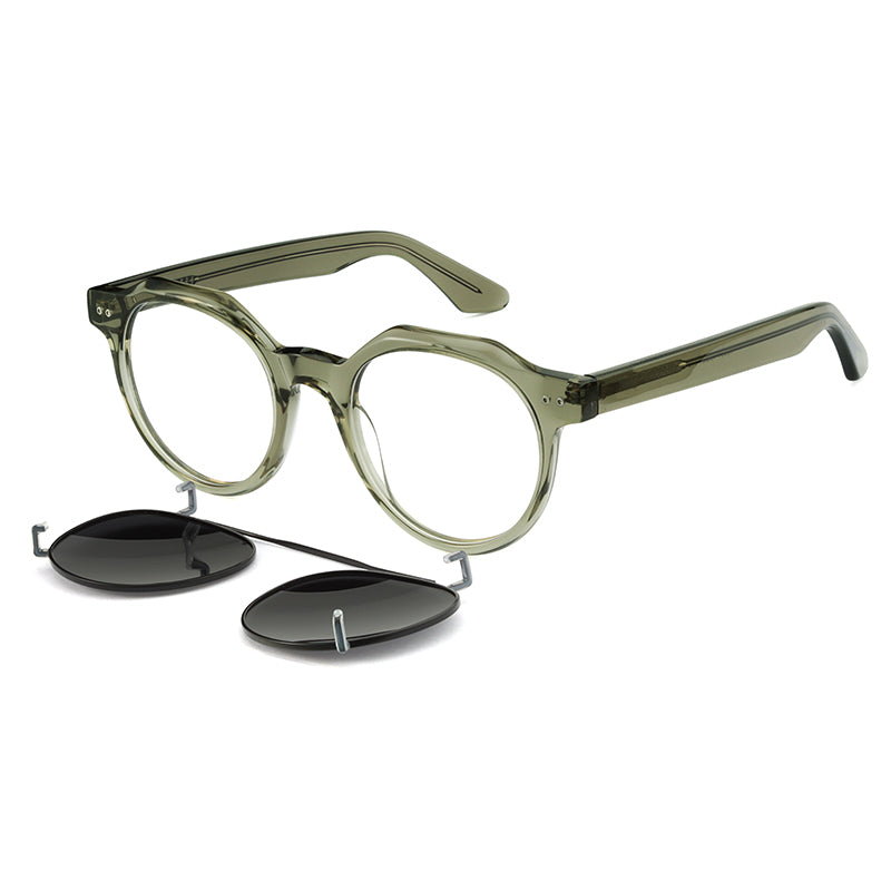 ASR3002 Shiny transparent green + polarized smoke clip on