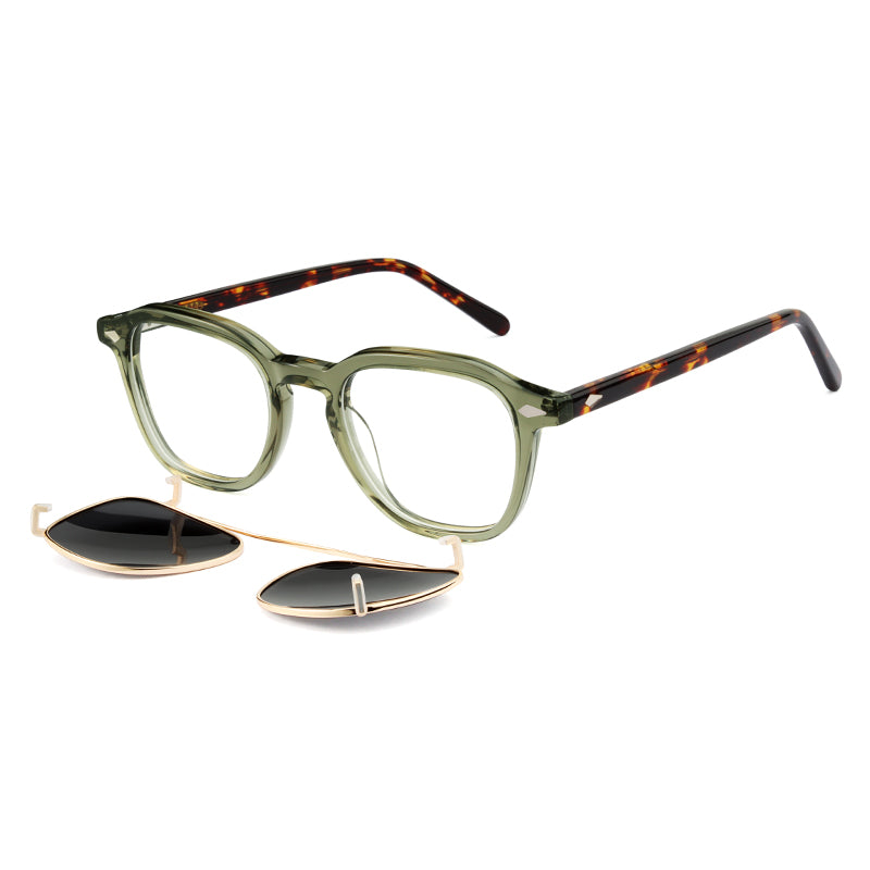 ASR3005 Transparent green - Glossy tortoise + polarized smoke clip on