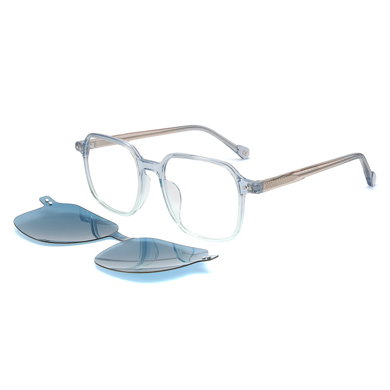 AST6398 Shiny transparent blue + polarized blue clip on