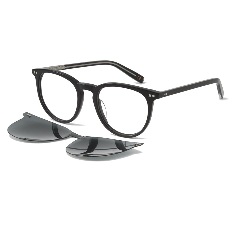 AST6472 Gloss black + polarized smoke clip on