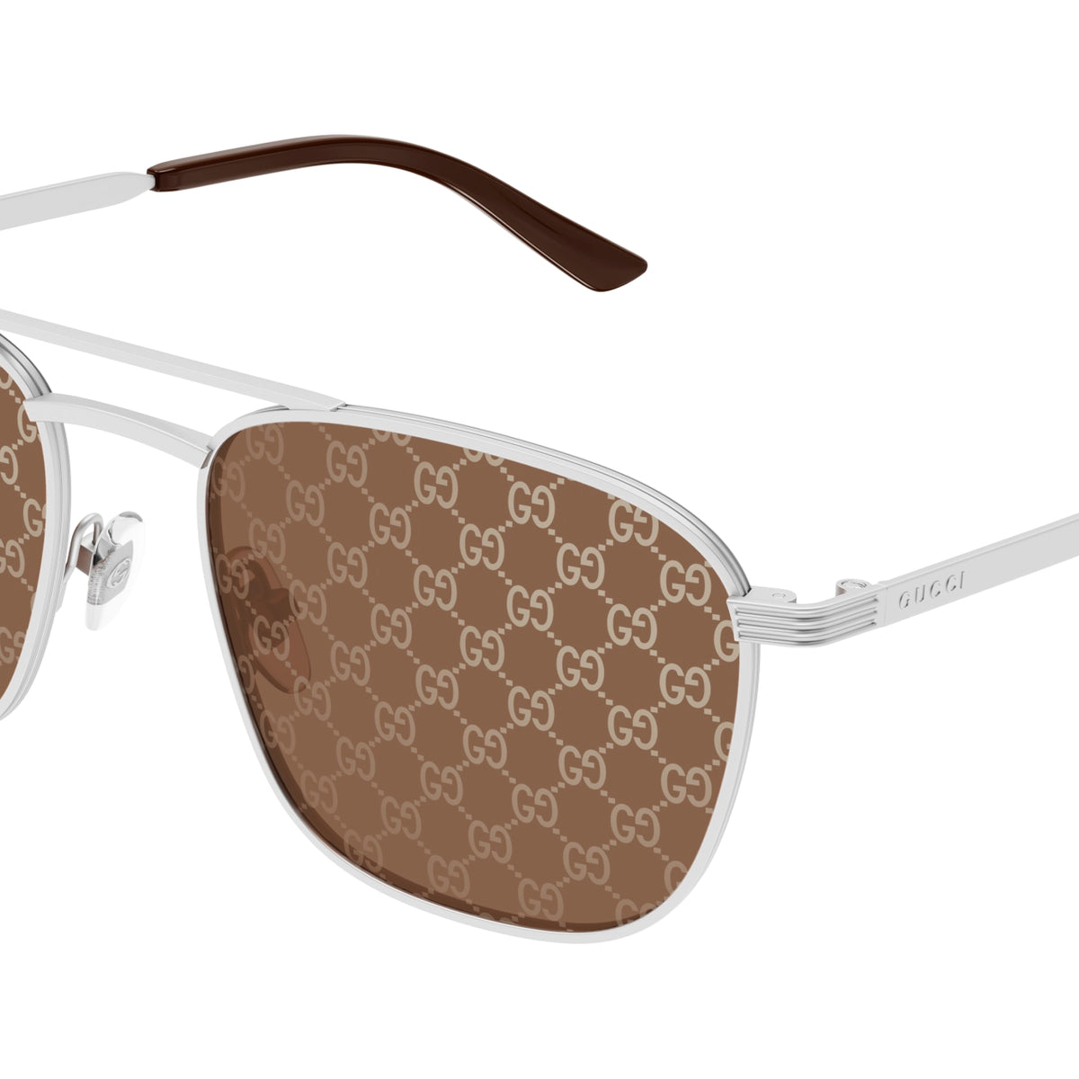 NEW GUCCI SUNGLASSES SILVER BROWN UNISEX EYEWEAR GUCCI GG1881S 004 Sunglasses Gucci GG1881S - Mia Burton main image 3
