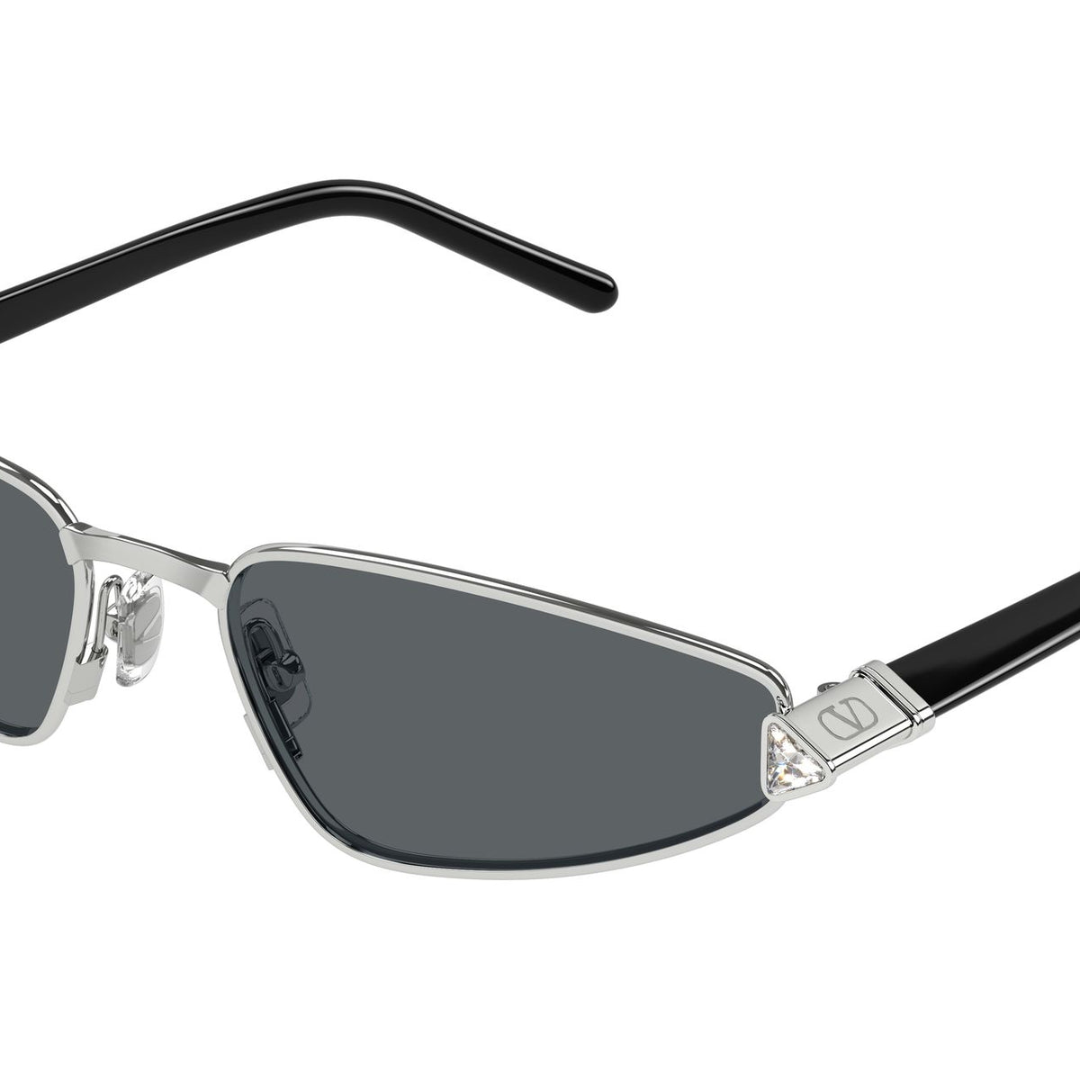 New Valentino VG0035S 001 Slim Cat-Eye Sunglasses in Black and Silver Authentic VALENTINO VG0035S 001 57 SUNGLASSES main image 4