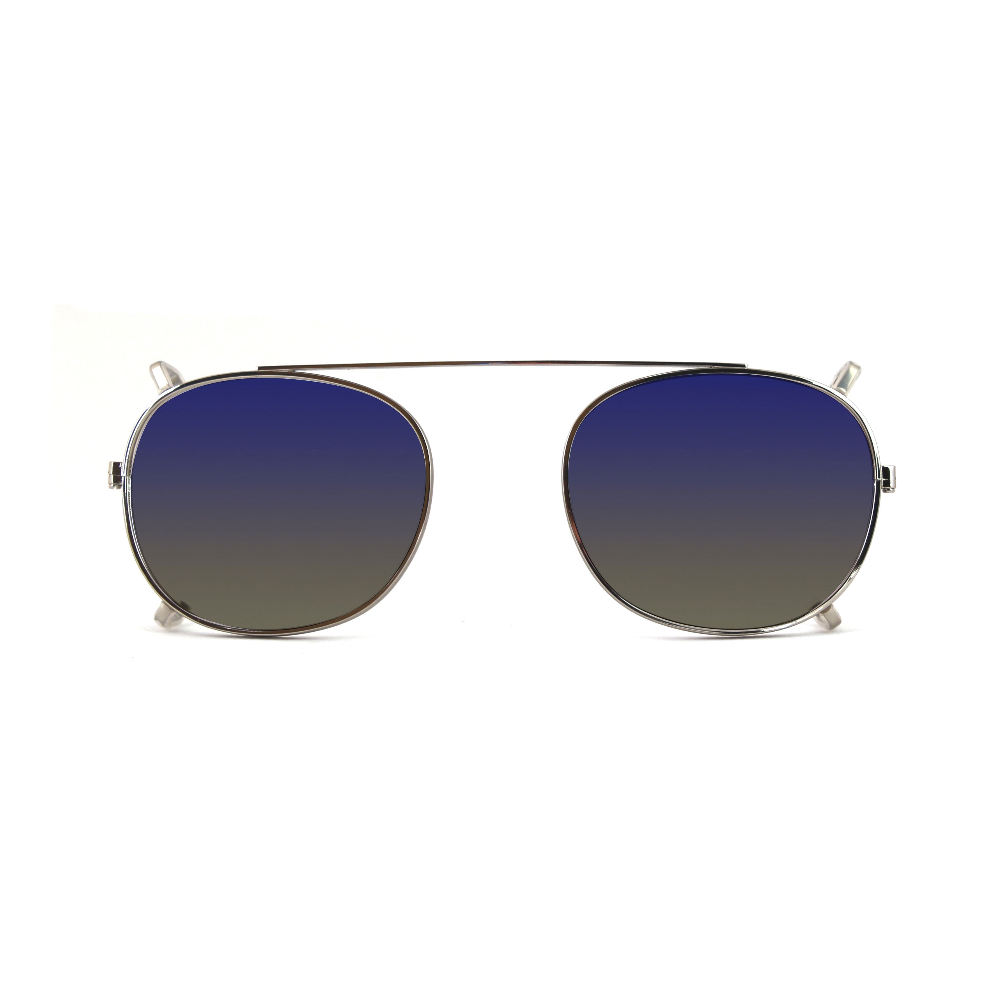 Clip-on 02 Silver/Cobalt gepolariseerde rook voor 8004 Moscot-stijl 48 mm