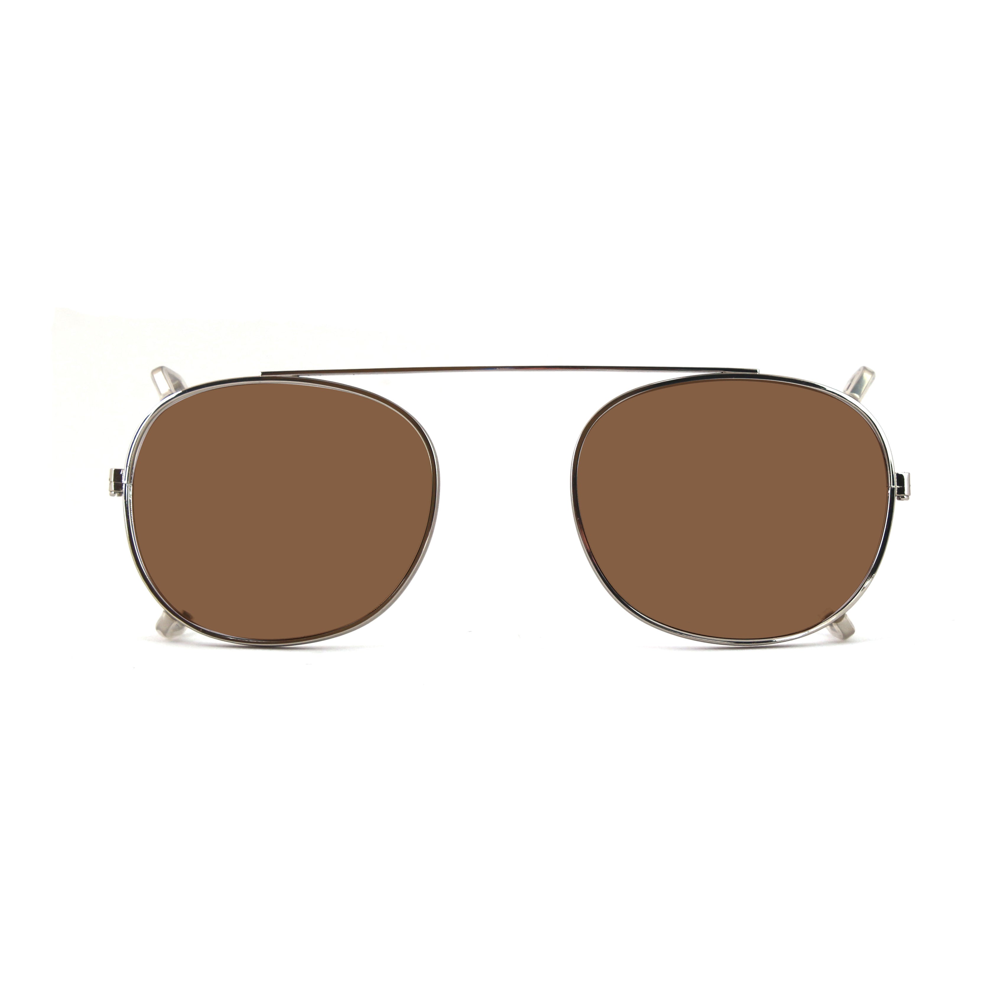 Clip-on 02 Argento/Marrone polarizzato per 8004 stile moscot calibro 48mm