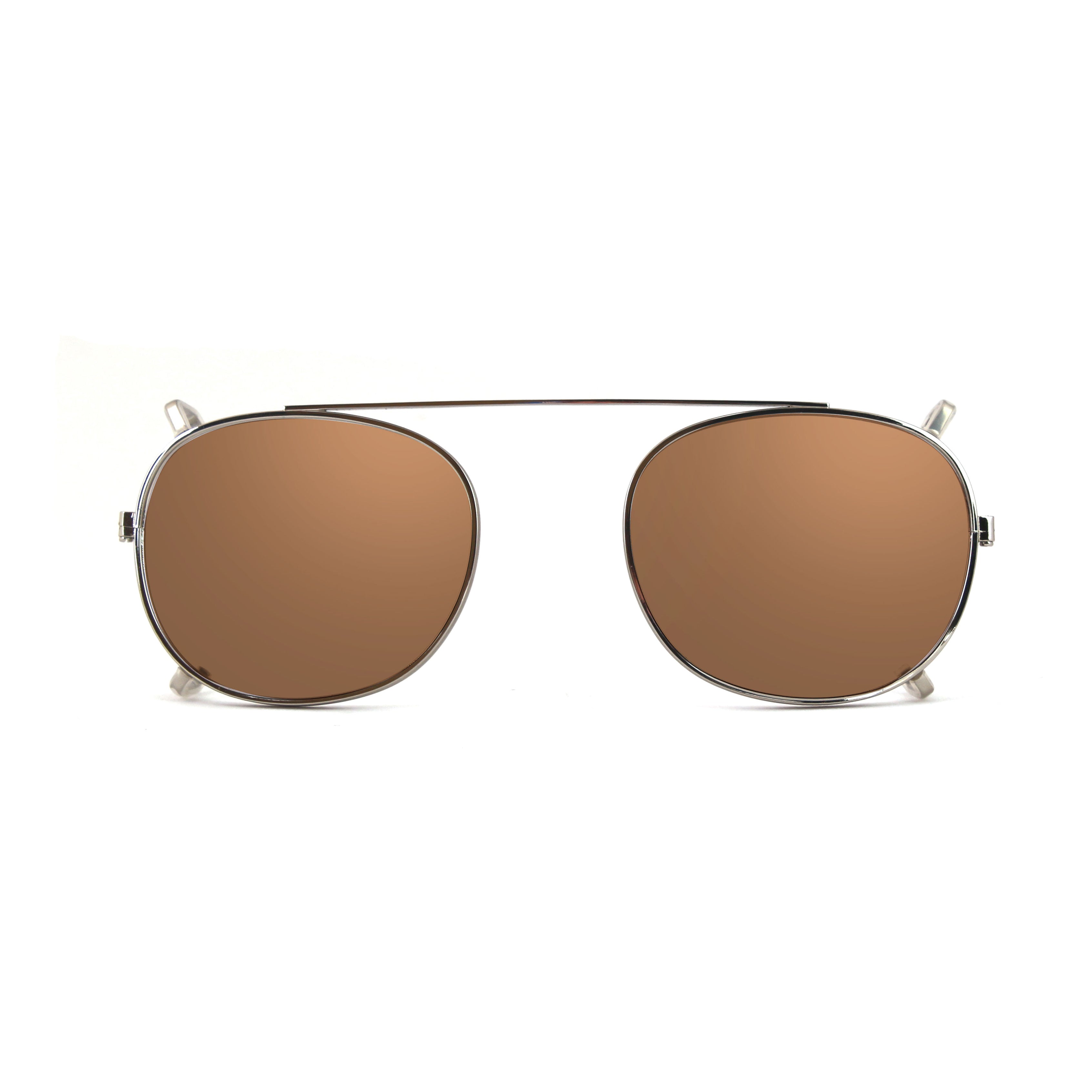 Clip-on 02 Silver/Photocromatic Marrone voor 8004 Moscot-stijl 48 mm Moscot