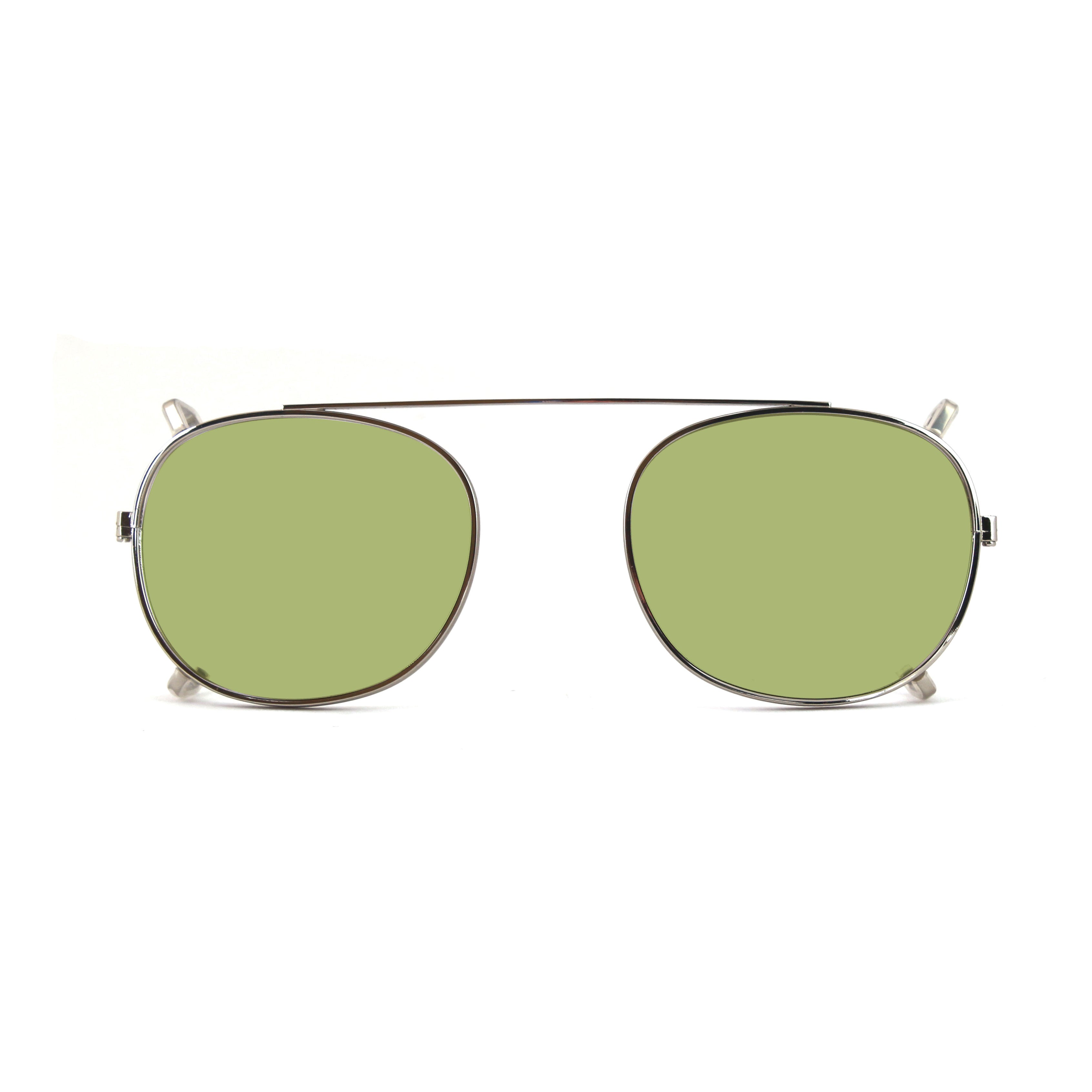 Clip-on 02 zilver/gepolariseerd groen voor 8004 Moscot-stijl 48 mm moscot