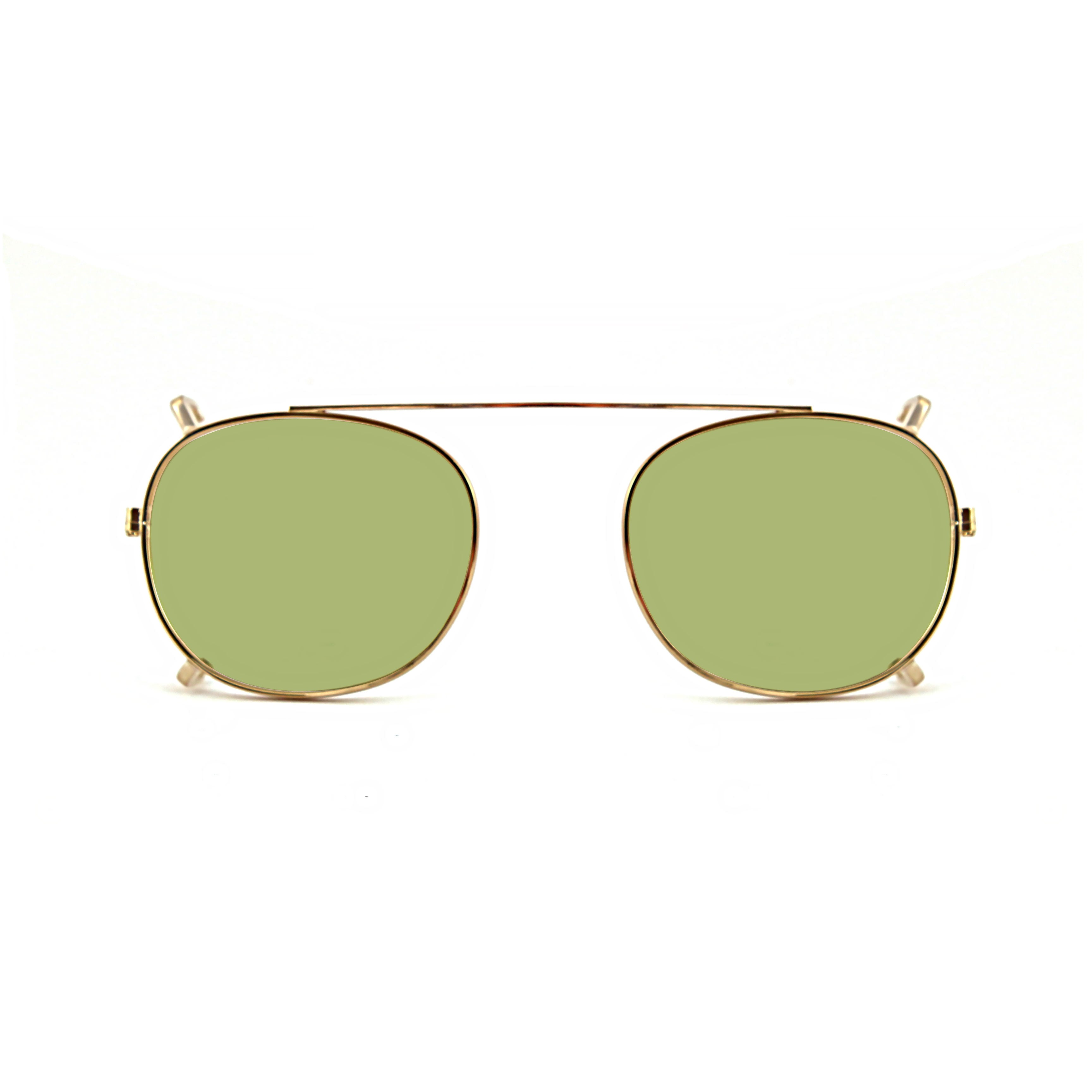 Clip-on 01 gepolariseerd goud/groen voor 8004 Moscot-stijl 48 mm kaliber